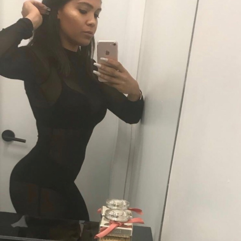 Long sleeved black see through dress